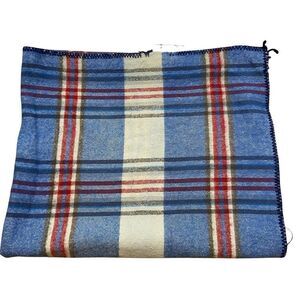 Vintage Chatham Blue and‎ Red Plaid Blanket appt 42”x70”